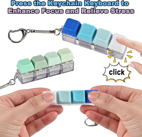 GOLDGE 4 Pack Keyboard Fidget Toy, 4-in-1 Keyboard Keychain Silent Fidget Toys, Button Stress Relief Clicker Toys for Adults- Calm Anxiety, Focus Boost, Portable Sensory Stress-Relief Fidget Gifts in Kuwait
