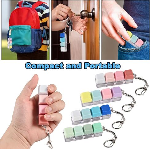 GOLDGE 4 Pack Keyboard Fidget Toy, 4-in-1 Keyboard Keychain Silent Fidget Toys, Button Stress Relief Clicker Toys for Adults- Calm Anxiety, Focus Boost, Portable Sensory Stress-Relief Fidget Gifts in Kuwait