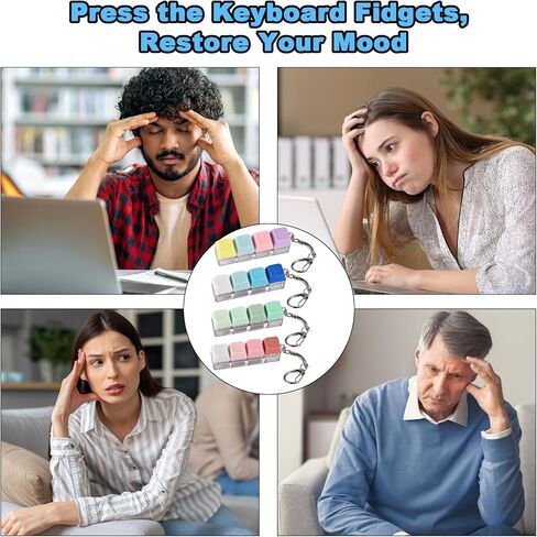 GOLDGE 4 Pack Keyboard Fidget Toy, 4-in-1 Keyboard Keychain Silent Fidget Toys, Button Stress Relief Clicker Toys for Adults- Calm Anxiety, Focus Boost, Portable Sensory Stress-Relief Fidget Gifts in Kuwait