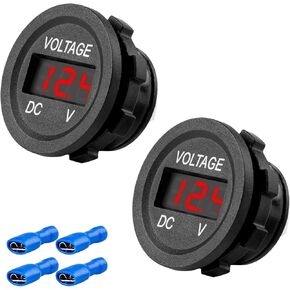 2 PCS Car Voltage Gauge, DC 12-24 V Round Panel Vehicle Battery Voltmeter with LED Digital Display, Waterproof Battery Monitor Mini Volt Meter for Car Truck Motorcycle (Red) in Saudi Arabia