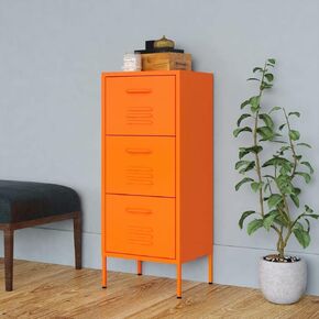 Metal File Cabinet 3 Drawers 102 cm Tall Stylish Filing Storage for Letter Size Documents Home Office Organization Sleek Yellow Finish Elevated Legs in Kuwait