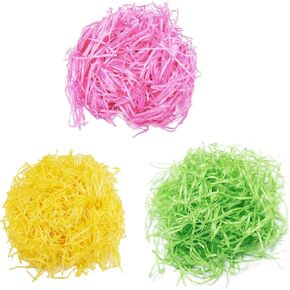 SZFYY Easter Grass,Recyclable Paper Filler,Easter Basket Stuffers,Shred Paper Use for Bridesmaid Proposal Gifts,Small Gift Box (PINK,GREEN,YELLOW,Each Color 50G) in Saudi Arabia
