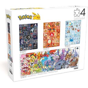 Buffalo Games Pokémon Johto Region 4 in 1 Jigsaw Puzzles - 3 x 300 Pcs & 1 x 500 Pcs, Multicolor - Full-Color Poster - Vibrant Artwork - Ages 14+ in Kuwait