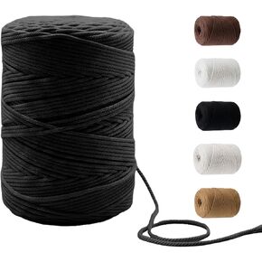 220 Yards Macrame Cord 4 Strand Twisted Recycled Cotton 4mm Latte String for Crafts Wall Hangings Plant Hangers DIY Knitting Macrame Supplies in Kuwait