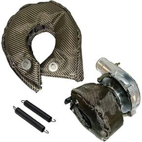 T3 Turbo Blanket Titanium Turbocharger Heat Shield غطاء من الألياف الزجاجية غطاء شاحن توربو 2000 درجة حماية حرارية عالية الحرارة لغطاء توربين T3 مع نوابض قفل (T3) in Kuwait