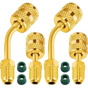 R410A R32 A2L Refrigerant Adapter, 5/16" Female to 1/4" Male SAE Flare Mini Split Vacuum Pump Adapter for HVAC Gauges, 4PCS AC Fitting (2 Straight + 2 Angled) in Saudi Arabia