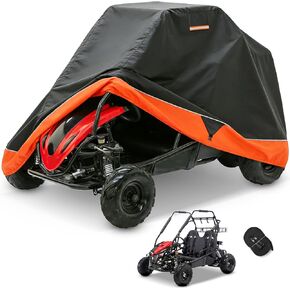 غطاء Go-Kart بمقعدين، غطاء Go-Kart مقاوم للماء 420D، ملحقات Go-Kart مع فتحة تهوية عاكسة وإبزيم مقاوم للرياح، أسود وبرتقالي in Kuwait