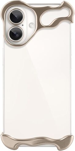 حافظة هاتف بدون إطار متوافقة مع حافظة هاتف iPhone 16 Pro Max، حافظة حماية بسيطة وممتصة للصدمات من الألومنيوم من الدرجة الفضائية (ذهبي شامبانيا) in Saudi Arabia