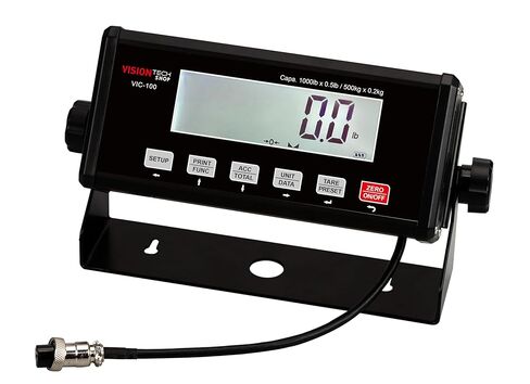 مؤشر VisionTechShop VIC-100، شاشة LCD كبيرة سهلة الرؤية مع إضاءة خلفية، RS232، واجهة USB، NTEP Legal for Trade CC# 25-028، متوافق مع مقياس الأرضية أو مقياس الطبل أو أي قاعدة in Kuwait