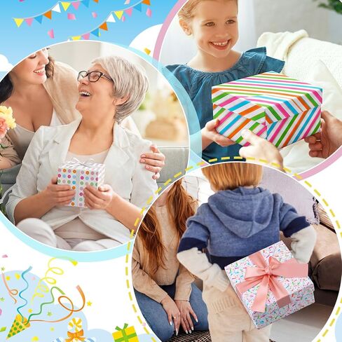 Marspark 60 Sheets Rainbow Tissue Paper for Gift Bags, Polka Dot, Stripe and Confetti Gift Wrapping Paper for Birthday, DIY Crafts, Baby Shower, Party Decor and Wedding, Bulk 3 Designs in Kuwait