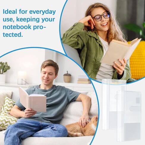 غطاء كتاب شفاف، غطاء مكون من قطعتين لأسابيع Hobonichi، غطاء حماية من مادة PVC PVC مع حلقة قلم وجيوب للمجلة والمخطط (8.18 بوصة × 7.67 بوصة) in Kuwait