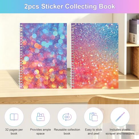 Reusable Sticker Collecting Book, 2 Pack Sticker Zlbum for Collecting Stickers with 64 Blank Release Paper, A5 Stickers Holder Collection Storage Organizer in Saudi Arabia
