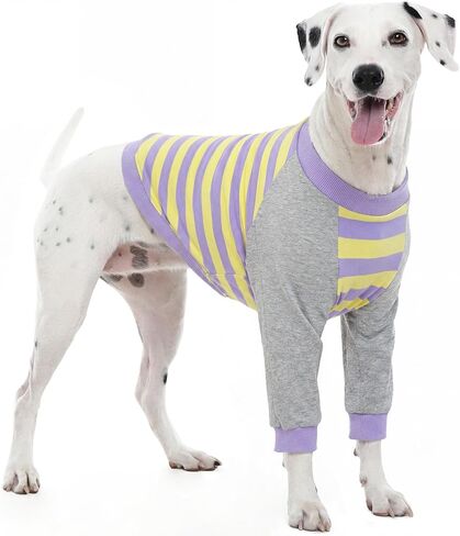 FUAMEY Dog Recovery Sleeve with Elbow Protector, Pink Stripes, L in Saudi Arabia