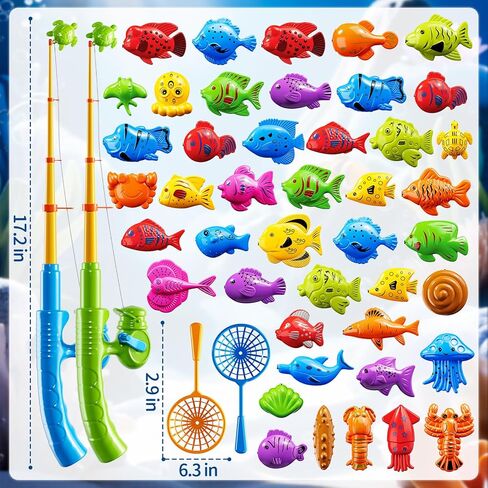 Magnetic Fishing Toy for Kids 3-5, Magnetic Fishing Game for Kids Ages 4-8, Water Table Toys with Fishing Rod Set, Outdoor Plastic Floating Fish, Kids Bath Pool Fishing Water Toys for Baby Boys Girls in Saudi Arabia