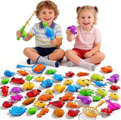 Magnetic Fishing Toy for Kids 3-5, Magnetic Fishing Game for Kids Ages 4-8, Water Table Toys with Fishing Rod Set, Outdoor Plastic Floating Fish, Kids Bath Pool Fishing Water Toys for Baby Boys Girls in Saudi Arabia