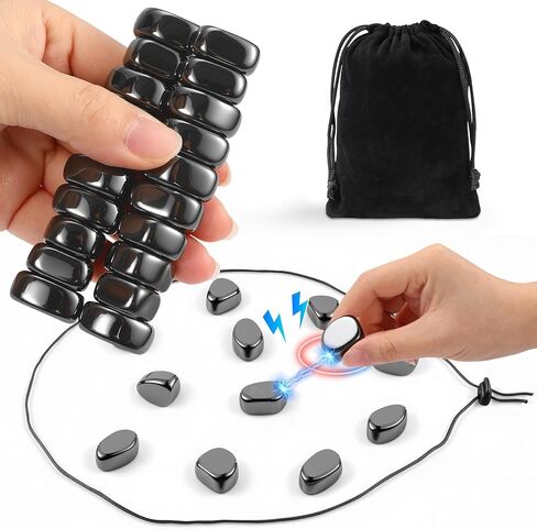 Upgraded Magnetic Chess Game Set with 20 Larger Black Stones & Rope – Portable Magnet Game, Fun Strategy Magnetic Stone Game for Adults, Ideal Gift for Birthday or Christmas in Saudi Arabia