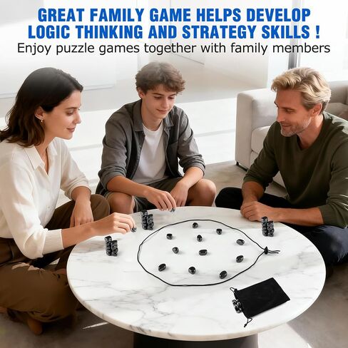 Upgraded Magnetic Chess Game Set with 20 Larger Black Stones & Rope – Portable Magnet Game, Fun Strategy Magnetic Stone Game for Adults, Ideal Gift for Birthday or Christmas in Saudi Arabia