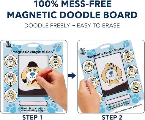Magnetic Drawing Dog Face 2 Pack, Retro Magnetic Doodle Board Travel Toys for Kids Ages 3+, Mess-Free Drawing Game for Road Trip, Airplane & Restaurant, Birthday Gift for Boys & Girls in Saudi Arabia