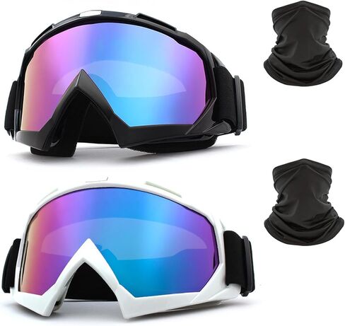 ATV Dirt Bike Goggles 2-Pack Motorcycle Motocross Riding Off-Road Ski Goggles with Neck Gaite for Men Women in Saudi Arabia