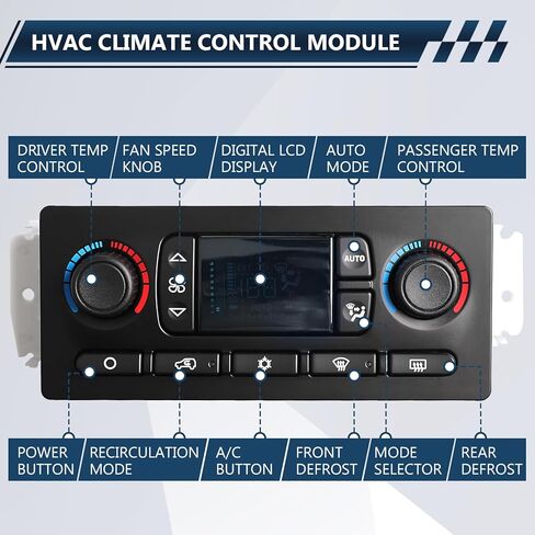 وحدة التحكم في المناخ HVAC A/C لوحة التحكم في السخان - تناسب 2003-2006 تشيفي سيلفرادو 1500 2500 3500، سوبربان، تاهو، جي إم سي سييرا، يوكون، كاديلاك إسكاليد، هامر H2 - يستبدل OE 10367041 in Kuwait