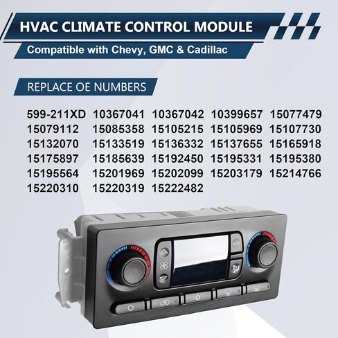 وحدة التحكم في المناخ HVAC A/C لوحة التحكم في السخان - تناسب 2003-2006 تشيفي سيلفرادو 1500 2500 3500، سوبربان، تاهو، جي إم سي سييرا، يوكون، كاديلاك إسكاليد، هامر H2 - يستبدل OE 10367041 in Kuwait