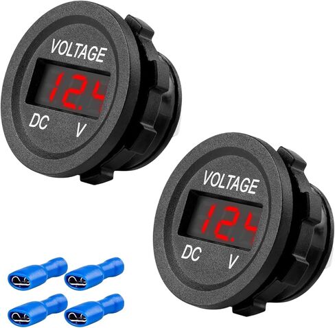 2 PCS Car Voltage Gauge, DC 12-24 V Round Panel Vehicle Battery Voltmeter with LED Digital Display, Waterproof Battery Monitor Mini Volt Meter for Car Truck Motorcycle (Red) in Saudi Arabia