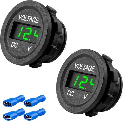 2 PCS Car Voltage Gauge, DC 12-24 V Round Panel Vehicle Battery Voltmeter with LED Digital Display, Waterproof Battery Monitor Mini Volt Meter for Car Truck Motorcycle (Red) in Saudi Arabia