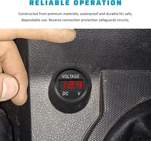 2 PCS Car Voltage Gauge, DC 12-24 V Round Panel Vehicle Battery Voltmeter with LED Digital Display, Waterproof Battery Monitor Mini Volt Meter for Car Truck Motorcycle (Red) in Saudi Arabia