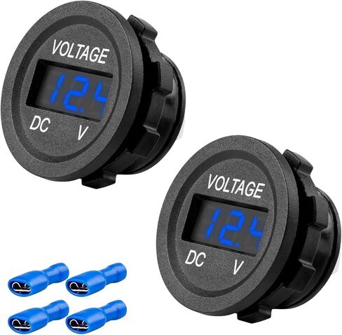 2 PCS Car Voltage Gauge, DC 12-24 V Round Panel Vehicle Battery Voltmeter with LED Digital Display, Waterproof Battery Monitor Mini Volt Meter for Car Truck Motorcycle (Red) in Saudi Arabia