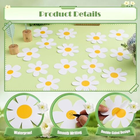 MoDooris 108pcs زهرة الأقحوان القواطع 5 بوصة لوحة الإعلانات ورقة ديزي يموت تخفيضات بوهو زهرة بيضاء الزهور ديكور الفصول الدراسية مع نقطة الغراء لعيد ميلاد الربيع الصيف العودة إلى المدرسة حزب ديكور جدار المنزل in Kuwait