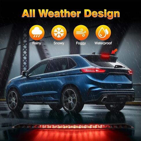 923-133 ضوء الفرامل الثالث متوافق مع 2015-2024 Ford Edge، عدسة شفافة ضوء أحمر عالي التركيب مجموعة مصابيح التوقف الثالثة تحل محل FT4Z13A613A in Kuwait