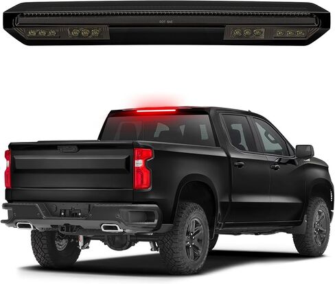 LED 3rd Third Brake Light Compatible with 2019-2025 Silverado Sierra 1500 2500HD 3500HD (Only for Models without Any Cargo Bed Camera) High Mount Rear Brake w/ Truck Cab Cargo Lights, Smoked Len in Saudi Arabia