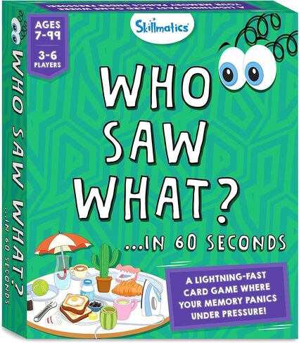 Skillmatics Board & Card Game – Who Saw What? in 60 Seconds, Memory Game for Kids, Teens & Adults, Fast-Paced Family Game Night Fun, Quick-Thinking Party Game, Gift for Ages 7, 8, 9 & Up in Kuwait