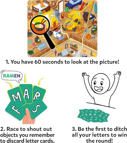 Skillmatics Board & Card Game – Who Saw What? in 60 Seconds, Memory Game for Kids, Teens & Adults, Fast-Paced Family Game Night Fun, Quick-Thinking Party Game, Gift for Ages 7, 8, 9 & Up in Kuwait