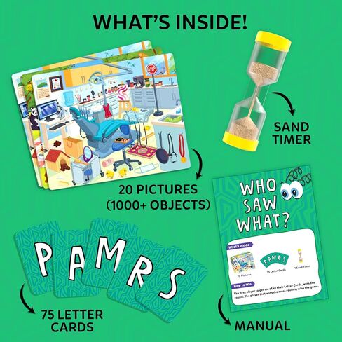 Skillmatics Board & Card Game – Who Saw What? in 60 Seconds, Memory Game for Kids, Teens & Adults, Fast-Paced Family Game Night Fun, Quick-Thinking Party Game, Gift for Ages 7, 8, 9 & Up in Kuwait