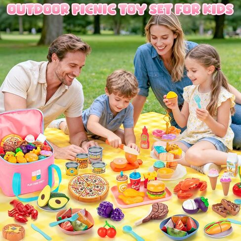 EFOSHM Pretend Play Food Sets for Kids Kitchen, Cutting Toy Food for Toddlers, Play Kitchen Accessories with Storage Bag, Fake Food Fruit Dessert Pizza, 3 4 5 6 Years Boys Girls Gift in Saudi Arabia