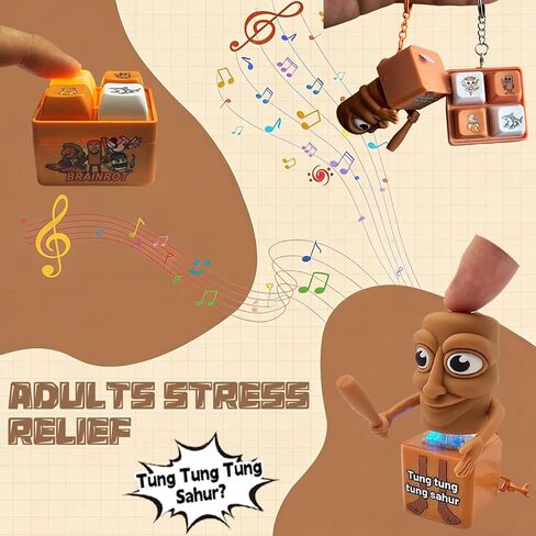 2PCS Italian Brainrot Keyboard Fidget Clicker Keychain Set, Meme Character Clicker Keychain Combo, Funny Keyboard Clicker Fidget Keychain(3-sahur+fourkey) in Saudi Arabia