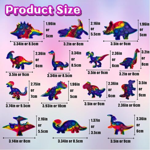 14 Pack Dinosaur Pop Fidget Toys Bulk, Dinosaur Party Favors for Kids Toddler,Pop Fidget Sensory Toys Set, ABC Alphabet Learning and Educational Toys for Classroom Prizes Box, Goodie Bags Stuffers in Saudi Arabia