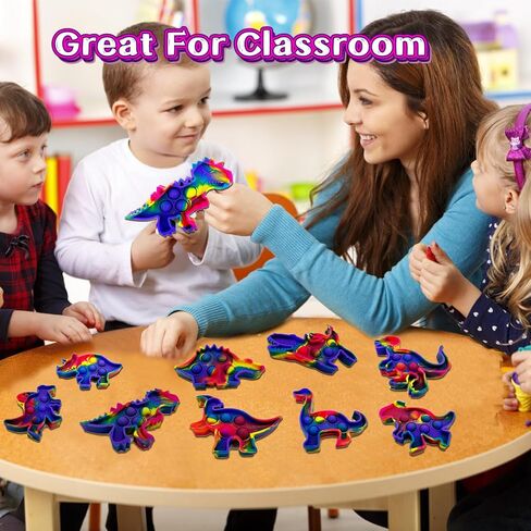 14 Pack Dinosaur Pop Fidget Toys Bulk, Dinosaur Party Favors for Kids Toddler,Pop Fidget Sensory Toys Set, ABC Alphabet Learning and Educational Toys for Classroom Prizes Box, Goodie Bags Stuffers in Saudi Arabia