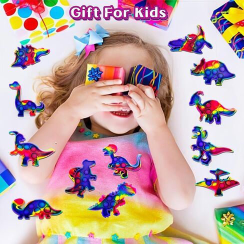 14 Pack Dinosaur Pop Fidget Toys Bulk, Dinosaur Party Favors for Kids Toddler,Pop Fidget Sensory Toys Set, ABC Alphabet Learning and Educational Toys for Classroom Prizes Box, Goodie Bags Stuffers in Saudi Arabia