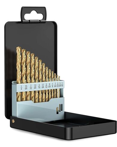 Lichamp 13-Piece HSS Drill Bit Set, Titanium Coating High-Speed Steel Drill Bits from 1/16" to 1/4" for Metal, Steel, Cast Iron, Wood, and Plastic - Comes with Indexed Steel Case in Saudi Arabia