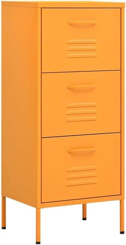 Metal File Cabinet 3 Drawers 102 cm Tall Stylish Filing Storage for Letter Size Documents Home Office Organization Sleek Yellow Finish Elevated Legs in Kuwait