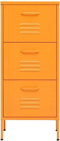 Metal File Cabinet 3 Drawers 102 cm Tall Stylish Filing Storage for Letter Size Documents Home Office Organization Sleek Yellow Finish Elevated Legs in Kuwait
