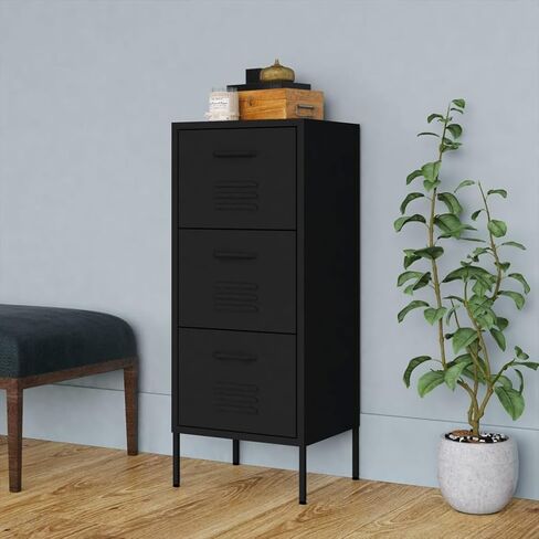 Metal File Cabinet 3 Drawers 102 cm Tall Stylish Filing Storage for Letter Size Documents Home Office Organization Sleek Yellow Finish Elevated Legs in Kuwait