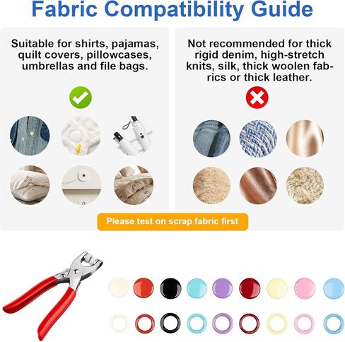 AJulyBee 200 Set 9.5mm Metal Snap Button Kit - Premium Snaps for Sewing Fabric & Clothes DIY, Versatile Craft Sewing Supplies for Garment and Bag Making, Complete Snap Fasteners Kit with Button Maker in Saudi Arabia