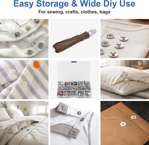 AJulyBee 200 Set 9.5mm Metal Snap Button Kit - Premium Snaps for Sewing Fabric & Clothes DIY, Versatile Craft Sewing Supplies for Garment and Bag Making, Complete Snap Fasteners Kit with Button Maker in Saudi Arabia