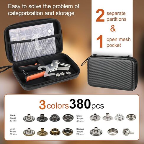 Heavy Duty Snap Fastener Tool Kit,100 Sets Heavy-Duty Snap Button Kit for Fabric,DIY Sewing,Leather,Boat Cover,Canvas,Tarps,Repairs in Saudi Arabia
