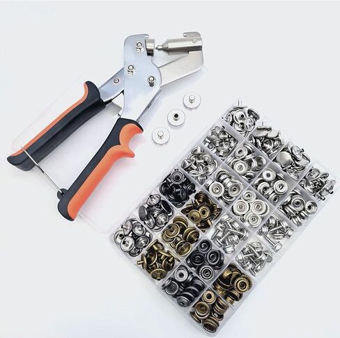 Heavy Duty Snap Fastener Tool Kit,100 Sets Heavy-Duty Snap Button Kit for Fabric,DIY Sewing,Leather,Boat Cover,Canvas,Tarps,Repairs in Saudi Arabia