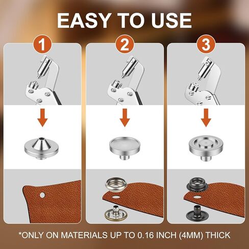 Heavy Duty Snap Fastener Tool Kit,100 Sets Heavy-Duty Snap Button Kit for Fabric,DIY Sewing,Leather,Boat Cover,Canvas,Tarps,Repairs in Saudi Arabia