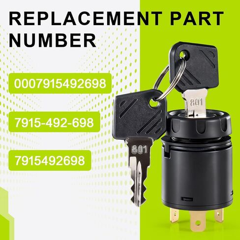 مفتاح تشغيل الإشعال 7915492698 (مع 801 مفتاح) - متوافق مع رافعة شوكية Linde (مطابقة بواسطة OEM PN)، 4 مواضع، أطراف مسطحة، مع مفتاحين in Kuwait